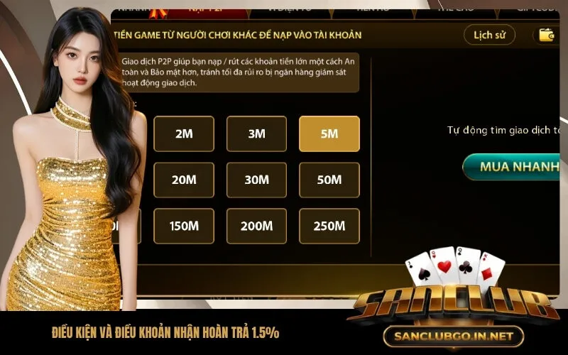Điều kiện và điều khoản nhận hoàn trả 1.5%